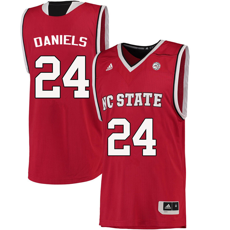 Men NC State Wolfpack #24 Devon Daniels College Basketball Jerseys-Red - Click Image to Close
